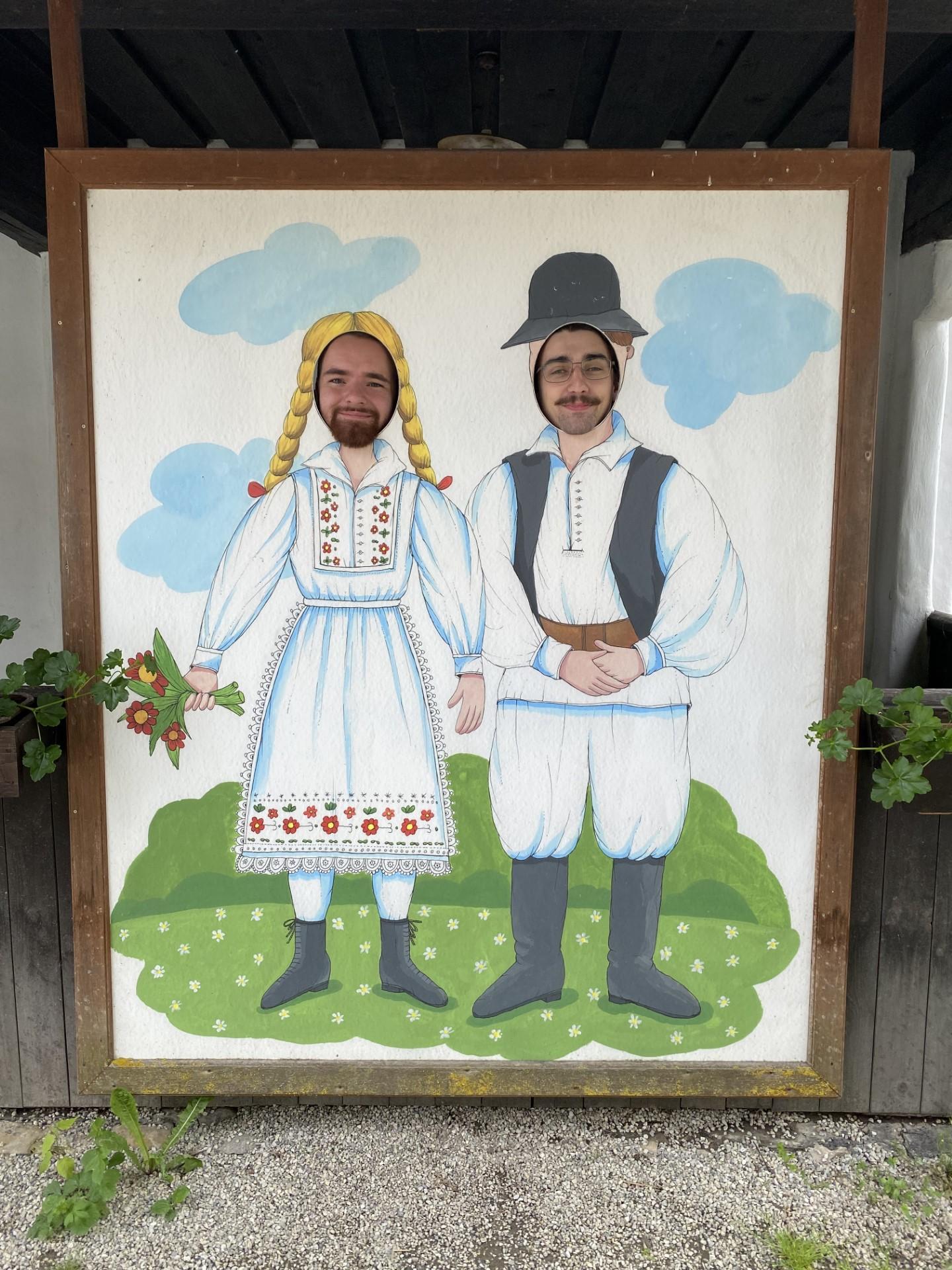 Bill Evans III: My friend Julien and I posing for a goofy picture depicting Zagorje customs from the late 19th to early 20th century at the Staro Selo Muzej (Old Village Museum) in Kumrovec, Croatia.