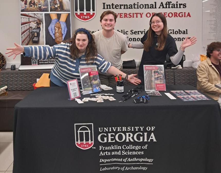 Anthropology students Bronwyn Matlick, Cade Peterson, and Sophie Forbes shared student-led projects taking place at the Laboratory of Archeology and how to get involved.