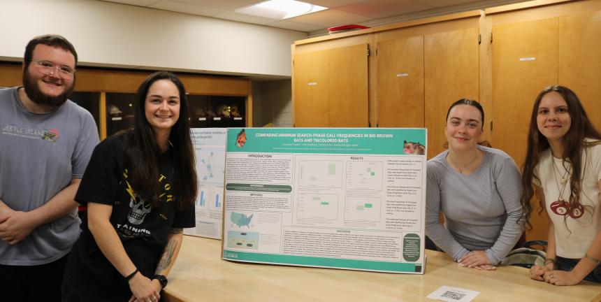 students with their poster on bats