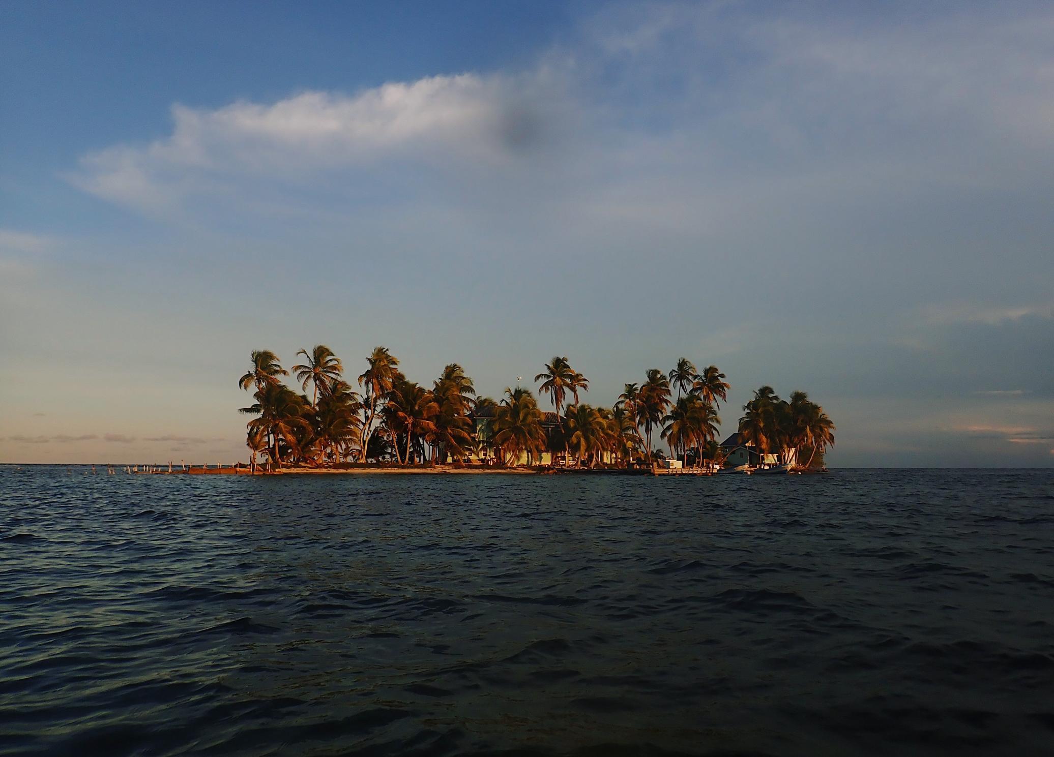 "This was taken on an evening kayak trip near Southwater Caye, Belize. Pictured here is the Smithsonian research station--just a short kayak away from our home base caye."-Kate Pitts