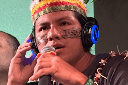 Tulio Viteri, the Director of International Relations for the Indigenous Kichwa community of Sarayaku in the Ecuadorian Amazon