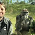 Schultz taking selfie with gorilla